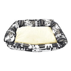 Cama Para Mascota  Negro/Blanco Estampada 