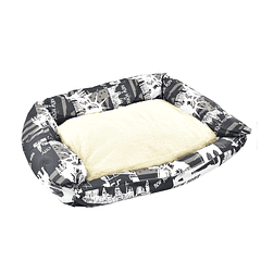 Cama Para Mascota  Negro/Blanco Estampada 