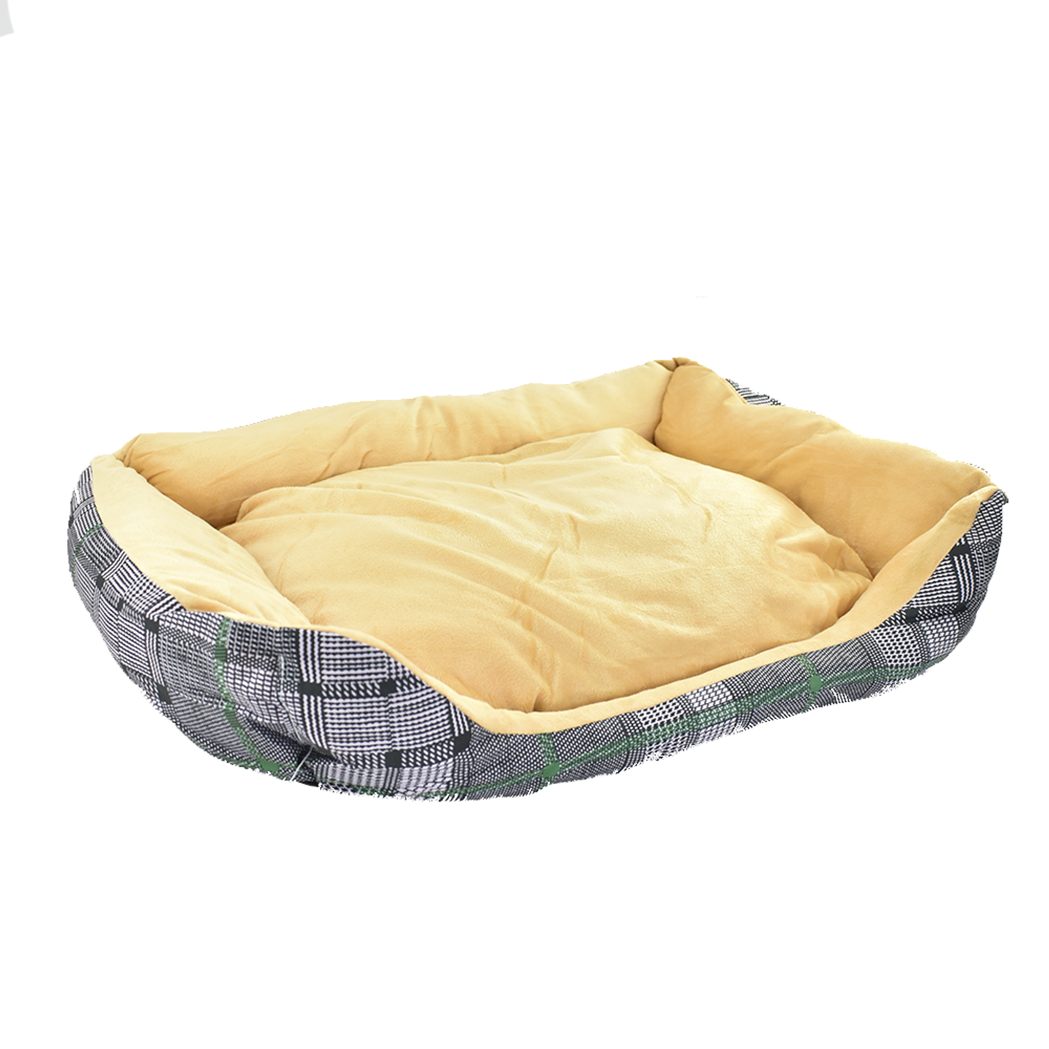 Cama Para Mascota Camuflado Cuadros Gris/Verde 2