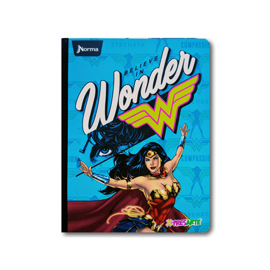 Cuaderno Cosido Norma Wonder Woman 100 Hojas Cuadros  2