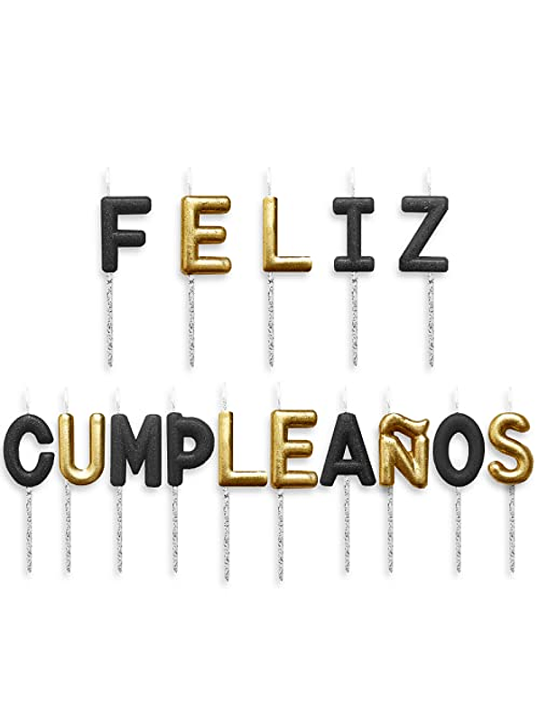 Velitas En Letras Feliz Cumpleaños Dorado/Negro 1