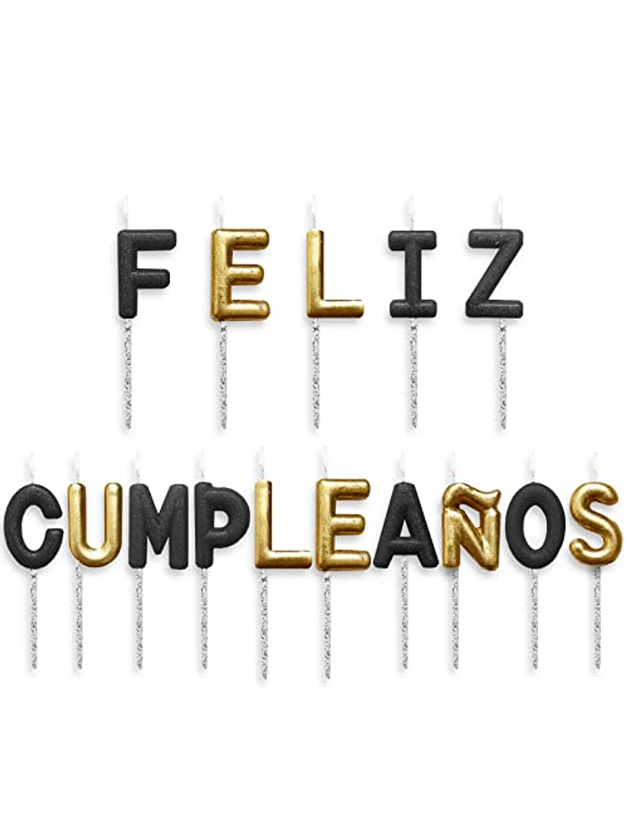Velitas En Letras Feliz Cumpleaños Dorado/Negro 1