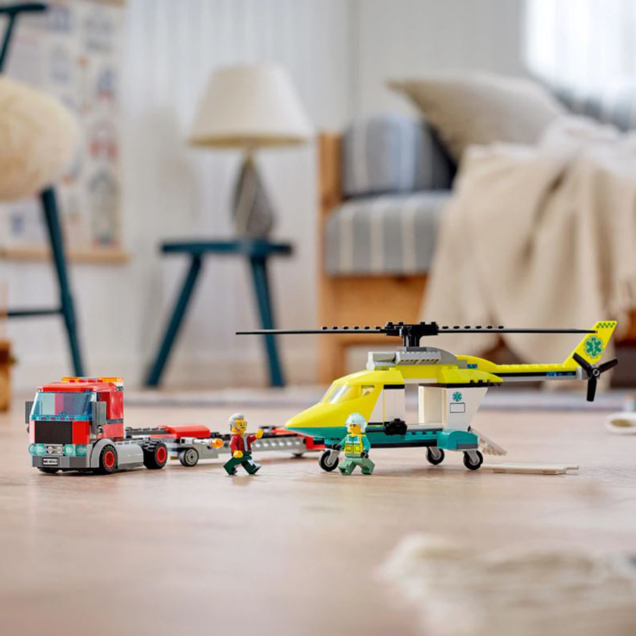 Lego Transporte Del Helicóptero De Rescate  6