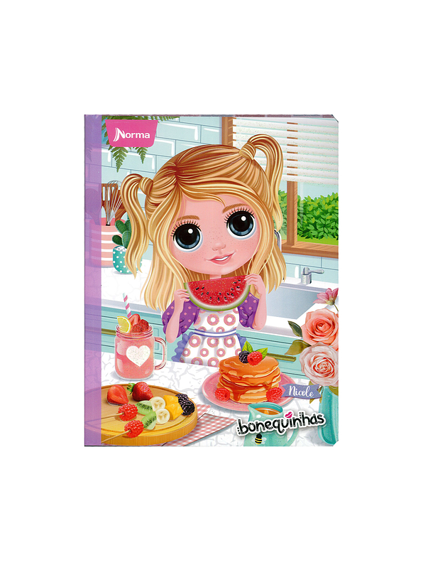 Cuaderno Cosido Bonequinhas 100 Hojas Doble Línea 8