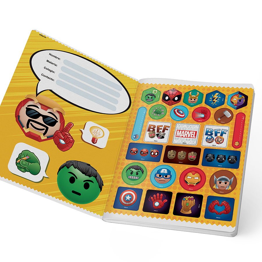 Cuaderno Cosido Marvel Emoji 100 Hojas Cuadritos B 5