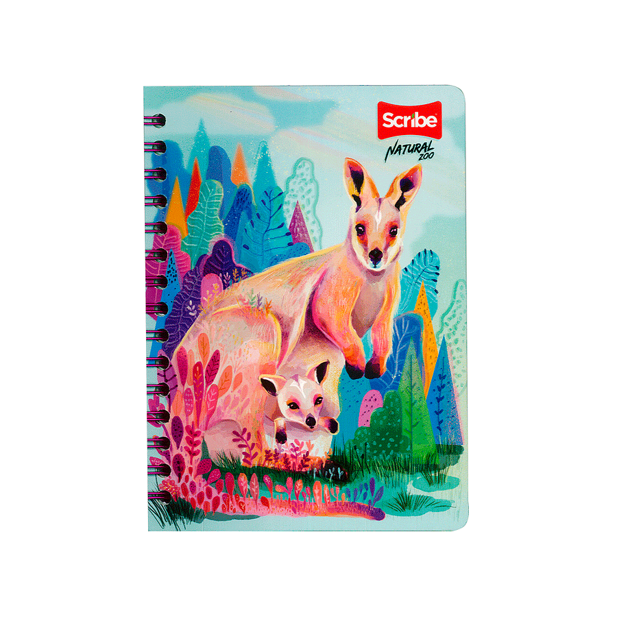 Cuaderno Argollado Natural Zoo 80 Hojas Cuadros 1