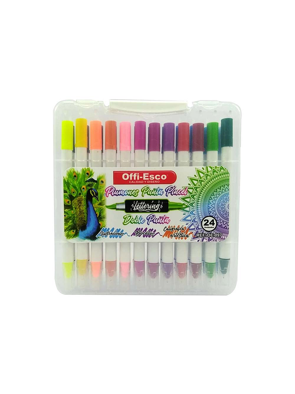 Plumón Punta Pincel Doble Punta X 24 Unidades 1