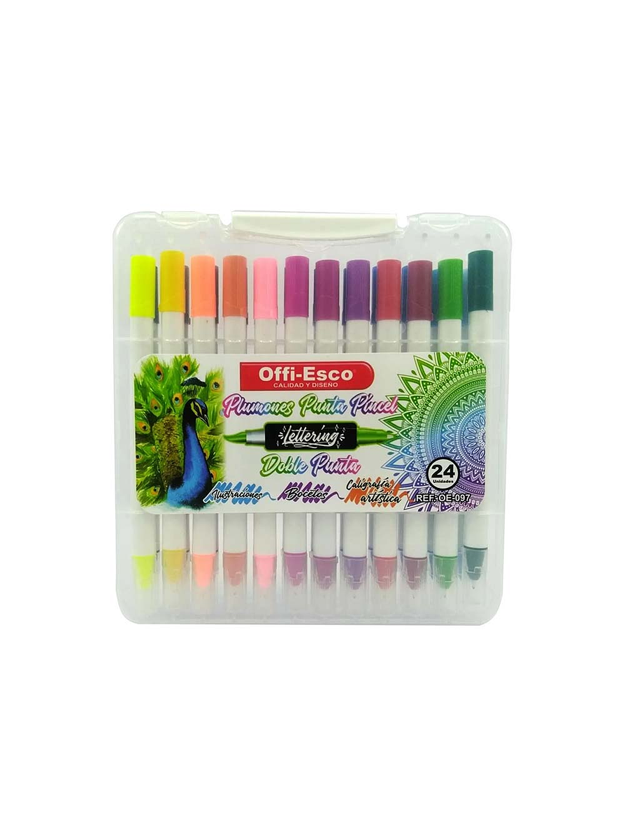 Plumón Punta Pincel Doble Punta X 24 Unidades 1