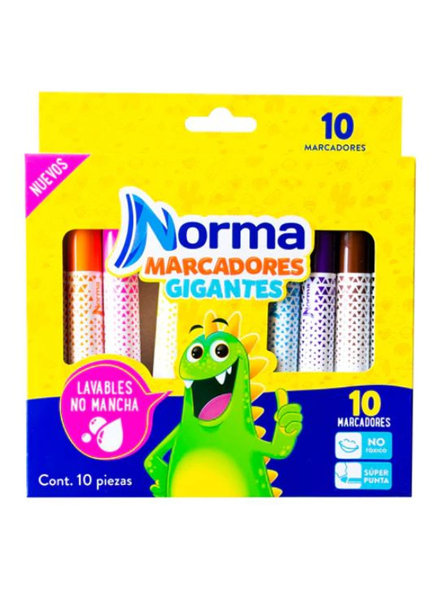 Marcadores Lavables Gigantes Norma x 10 Unidades 1