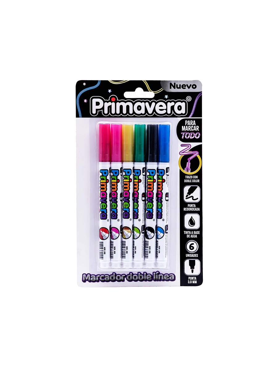 Marcadores Primavera Doble Linea X 6 Unidades 1
