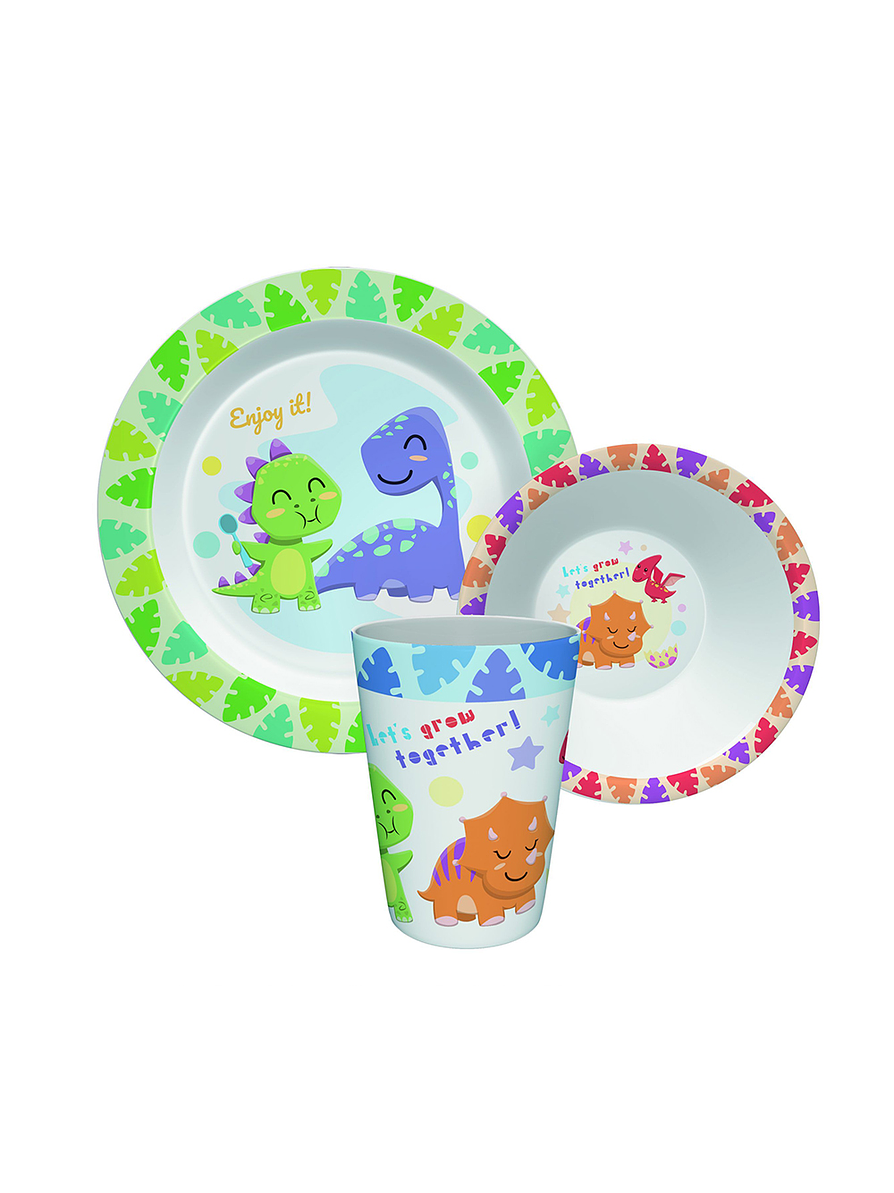 Set Vajilla Melamina X 3 Piezas Dino Yumi  2