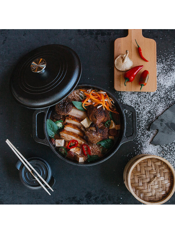 Olla 4QT Con Tapa Hierro Negro Mate 3.8 Litros  2