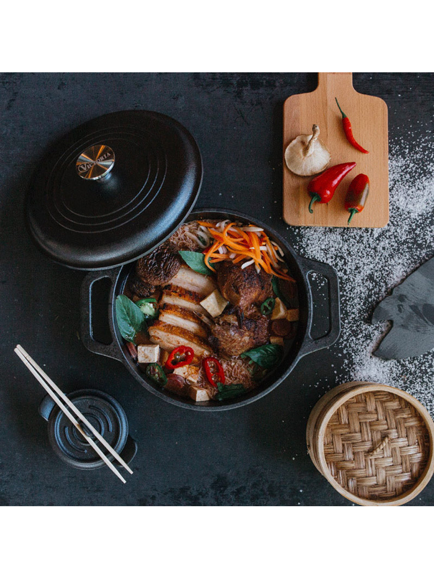 Olla 4QT Con Tapa Hierro Negro Mate 3.8 Litros  2