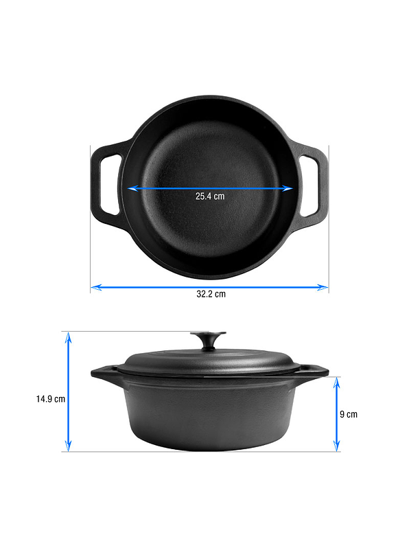 Olla 4QT Con Tapa Hierro Negro Mate 3.8 Litros  6