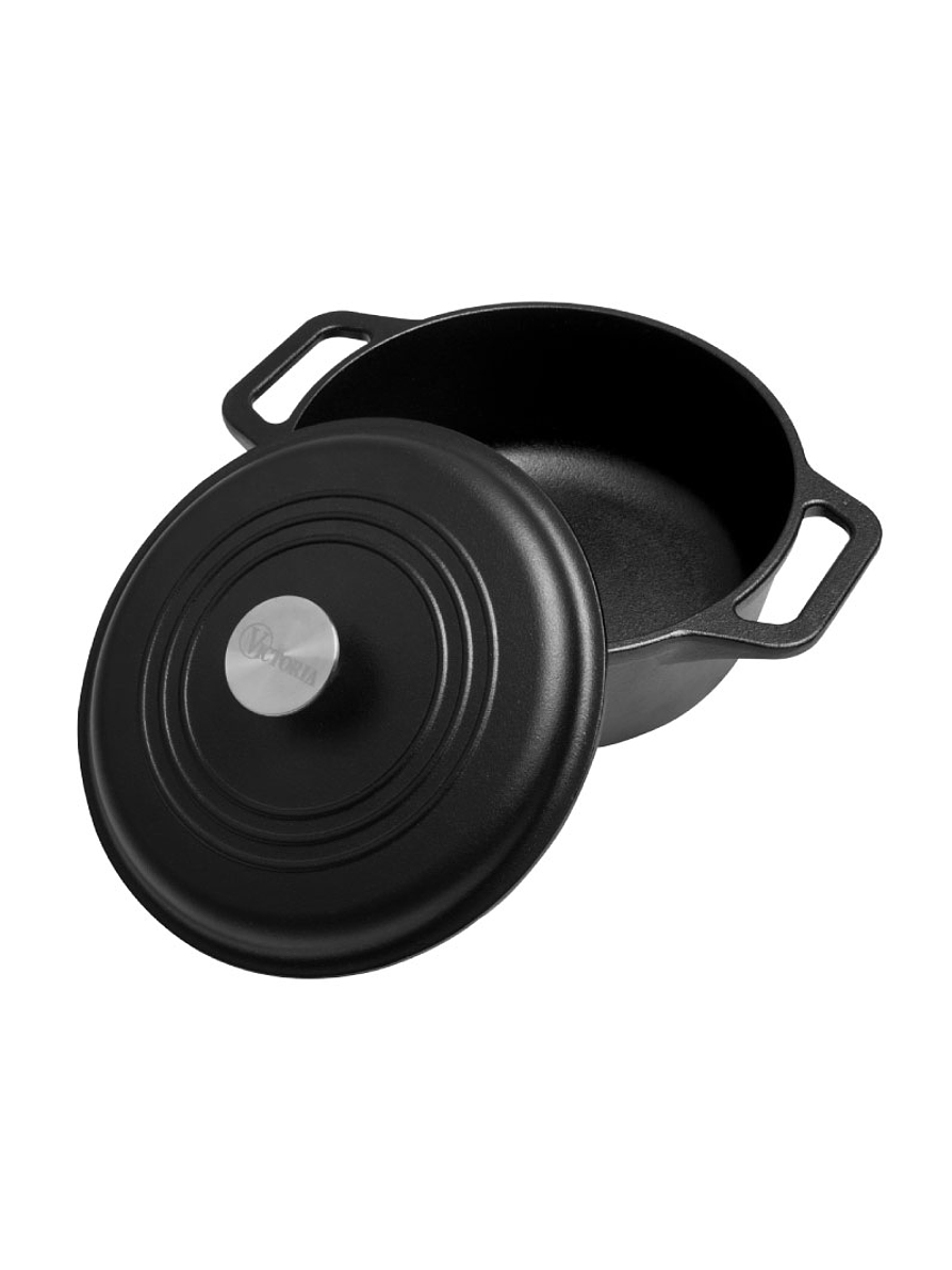 Olla 4QT Con Tapa Hierro Negro Mate 3.8 Litros  1