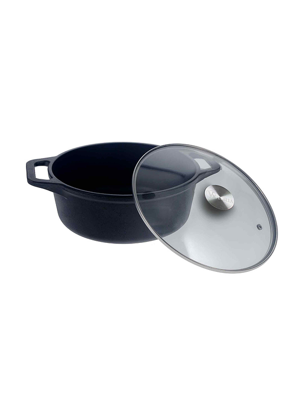 Olla 4QT Con Tapa Vidrio Negro Mate 3.8 Litros  1