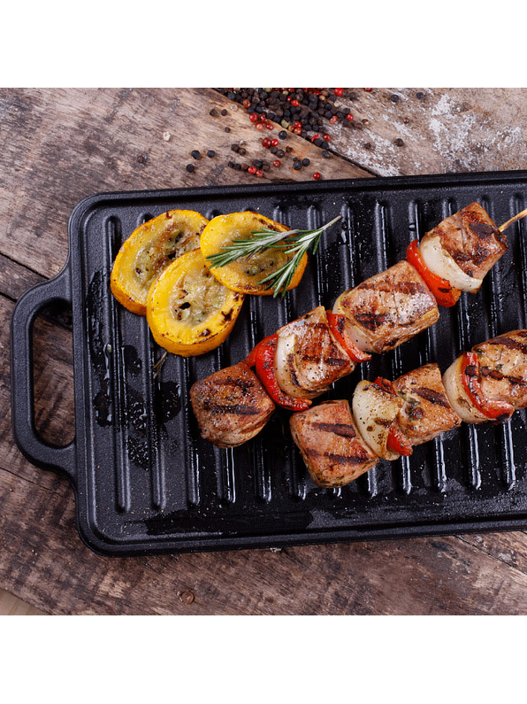 Plancha Para Asar De Hierro Fundido Negro Mate 33 x 21 Cm  4