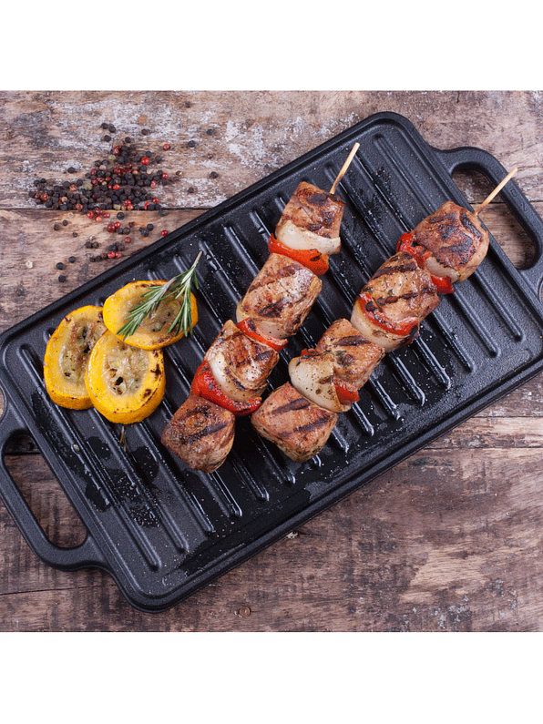 Plancha Para Asar De Hierro Fundido Negro Mate 33 x 21 Cm  2
