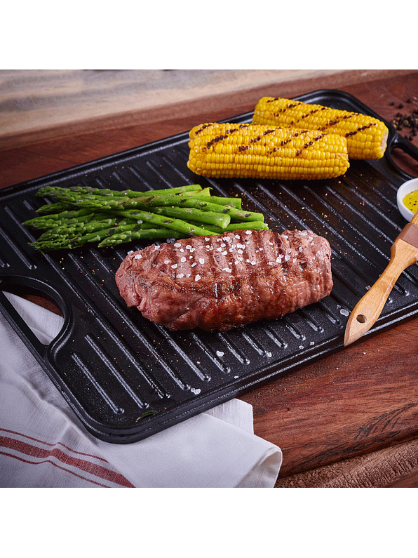 Plancha Para Asar De Hierro Fundido Negro Mate 50 x 35 Cm  2