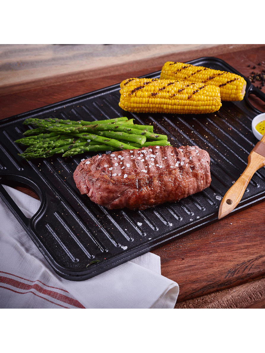 Plancha Para Asar De Hierro Fundido Negro Mate 50 x 35 Cm  2