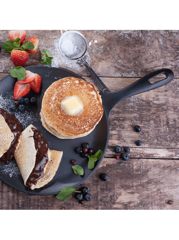 Plancha Redonda De Hierro Fundido Negro Mate 26,6 Cm  5