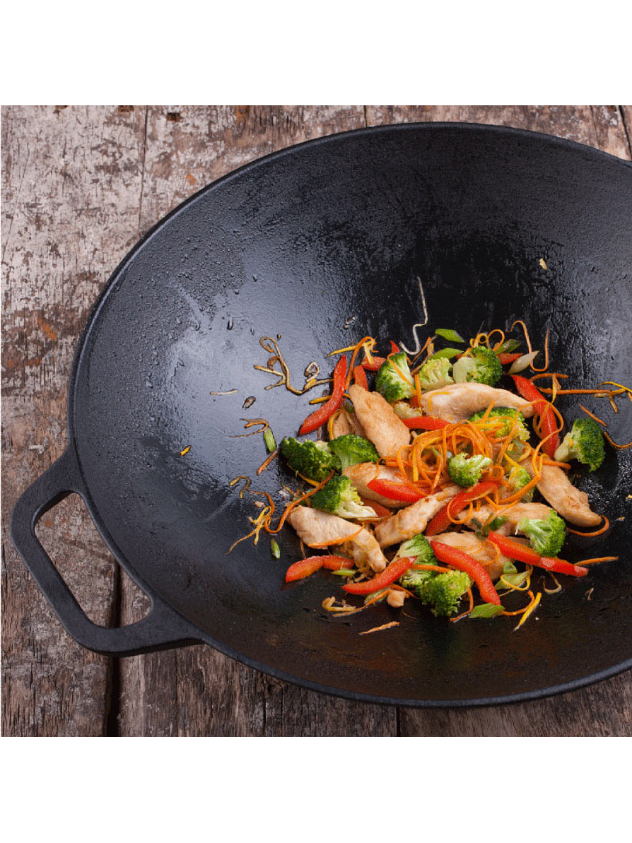 Sartén Wok De Hierro Fundido 14 Pulgadas 35 Cm  2
