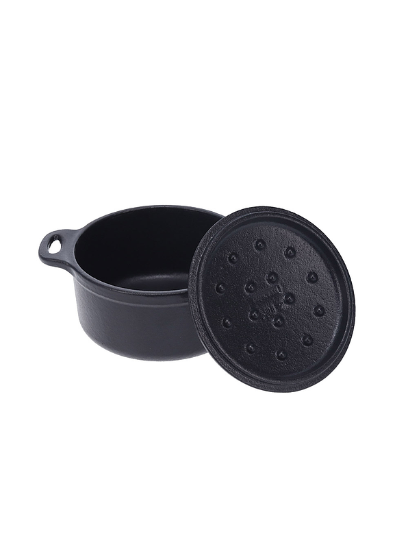 Olla Mini Cocotte 0.22 QT Esmaltada Negro 0,2 Litros  4