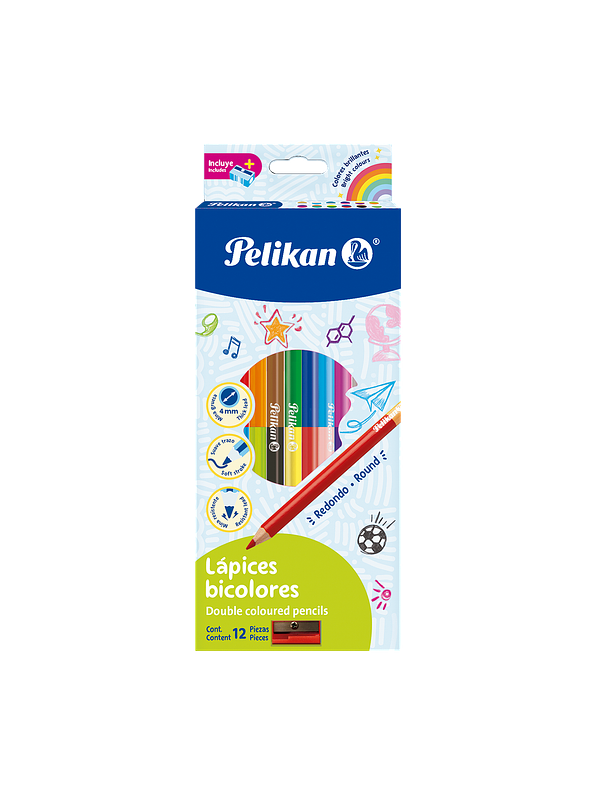Colores Pelikan Redondos Bicolor x 12  1