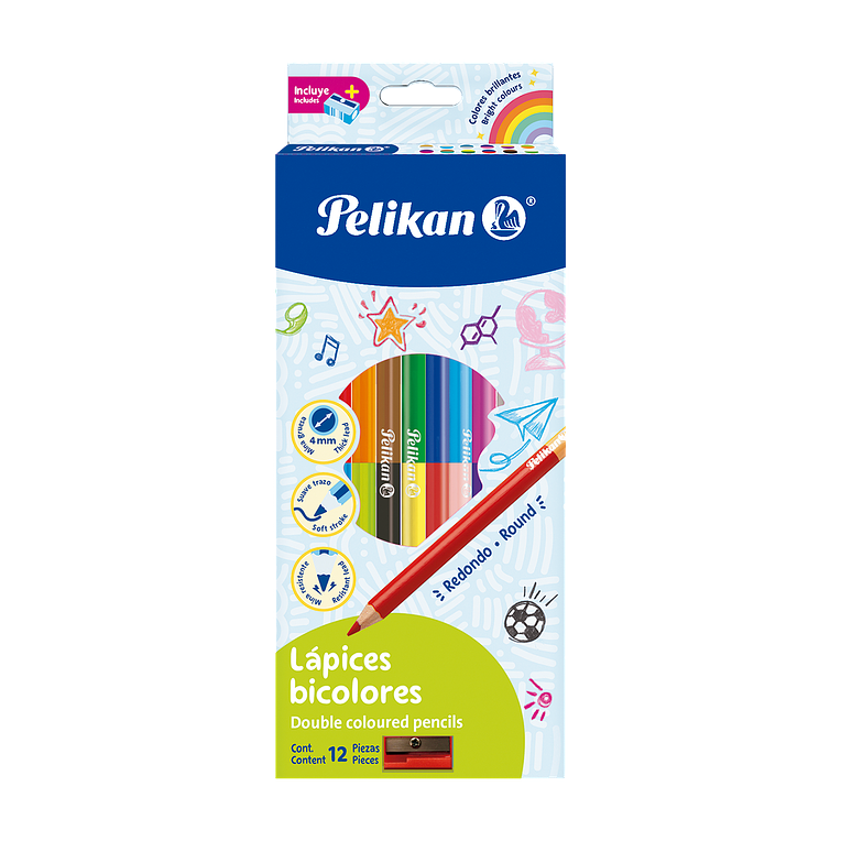 Colores Pelikan Redondos Bicolor x 12 