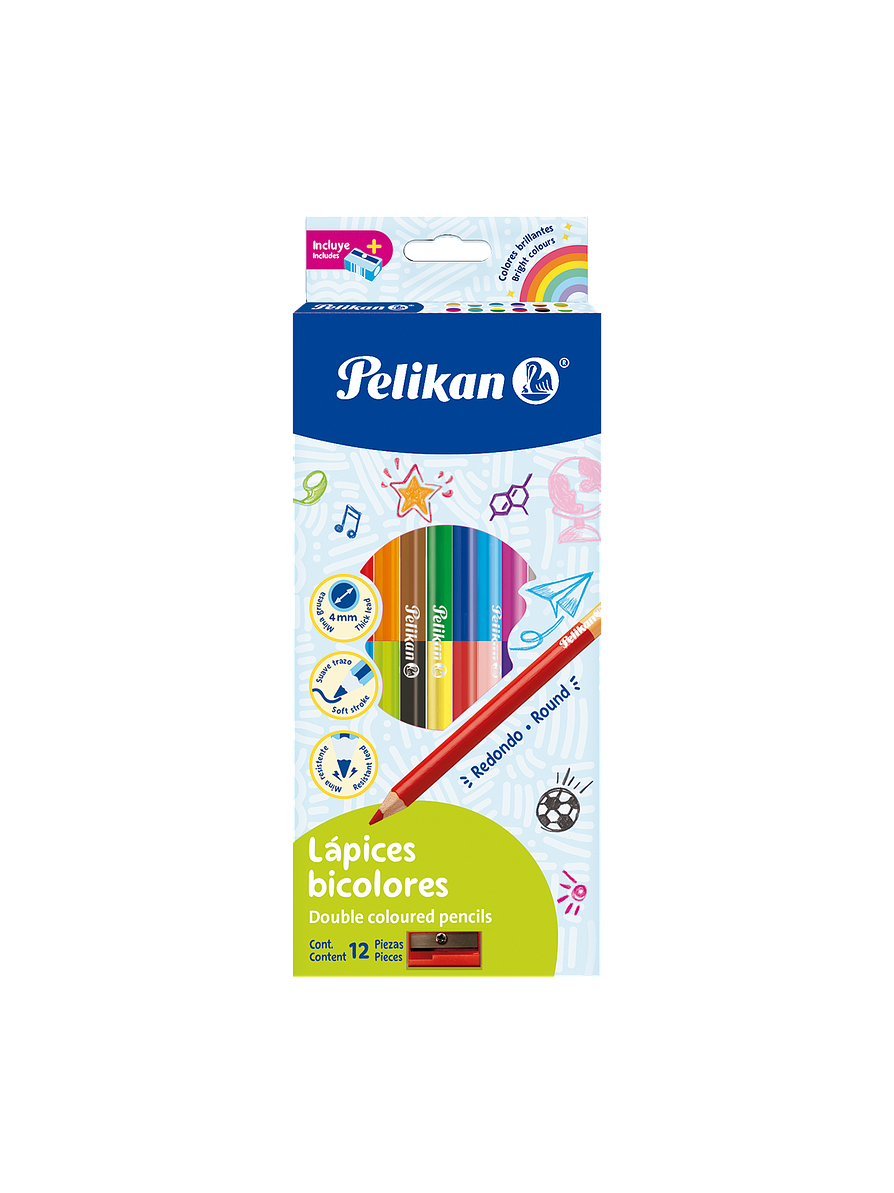 Colores Pelikan Redondos Bicolor x 12  1