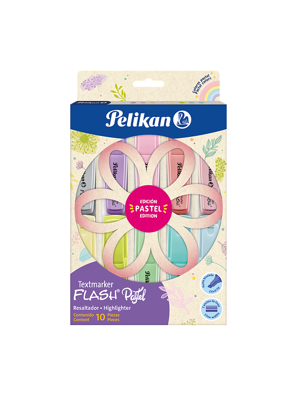 Resaltador Flash Pelikan Pastel Pétalos x 10 Unidades  1