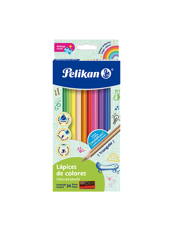 Colores Pelikan Largos 4mm x 24 Unidades  1