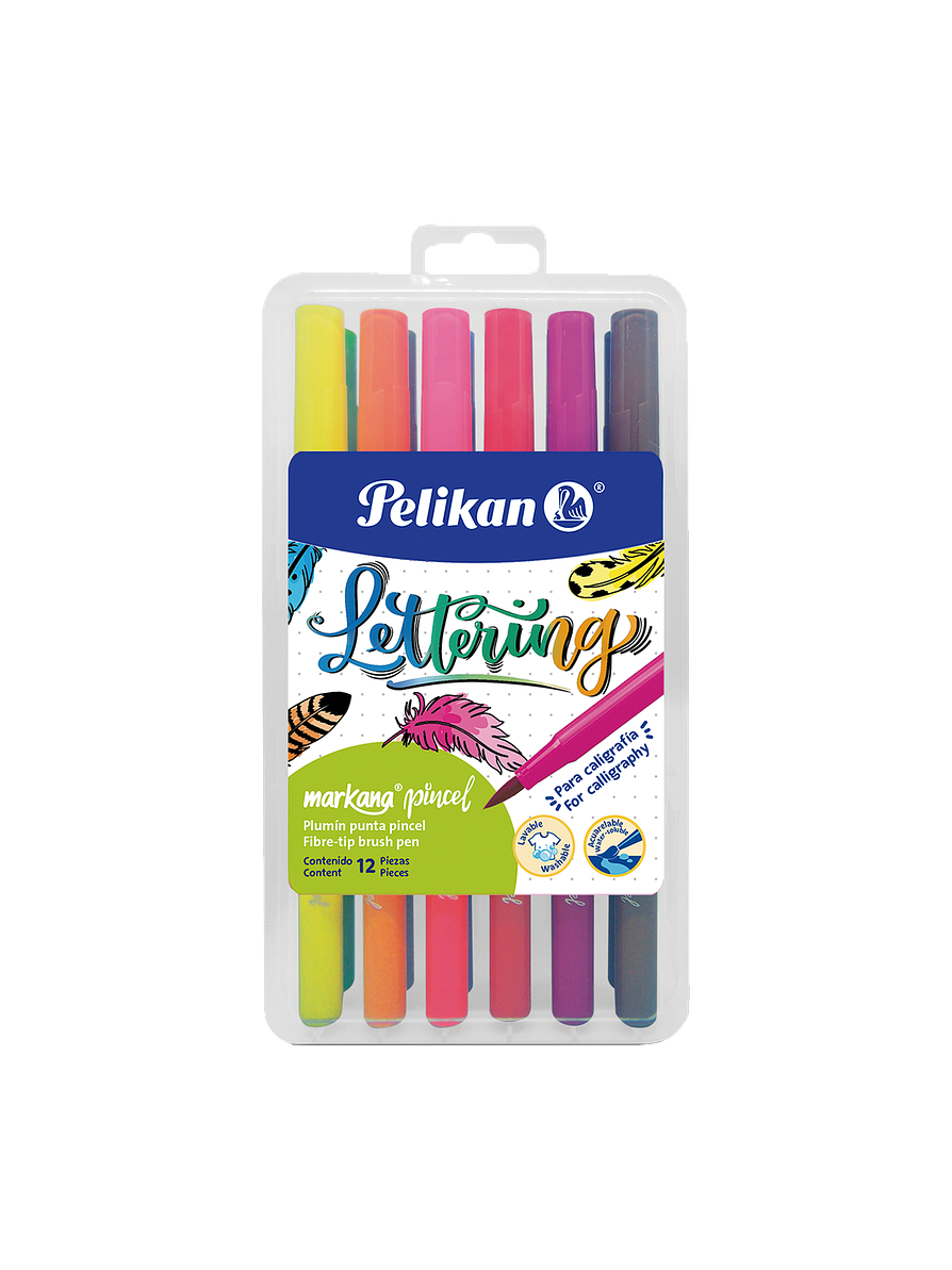 Plumón Punta Pincel Markana Pelikan X 12 Unidades 1