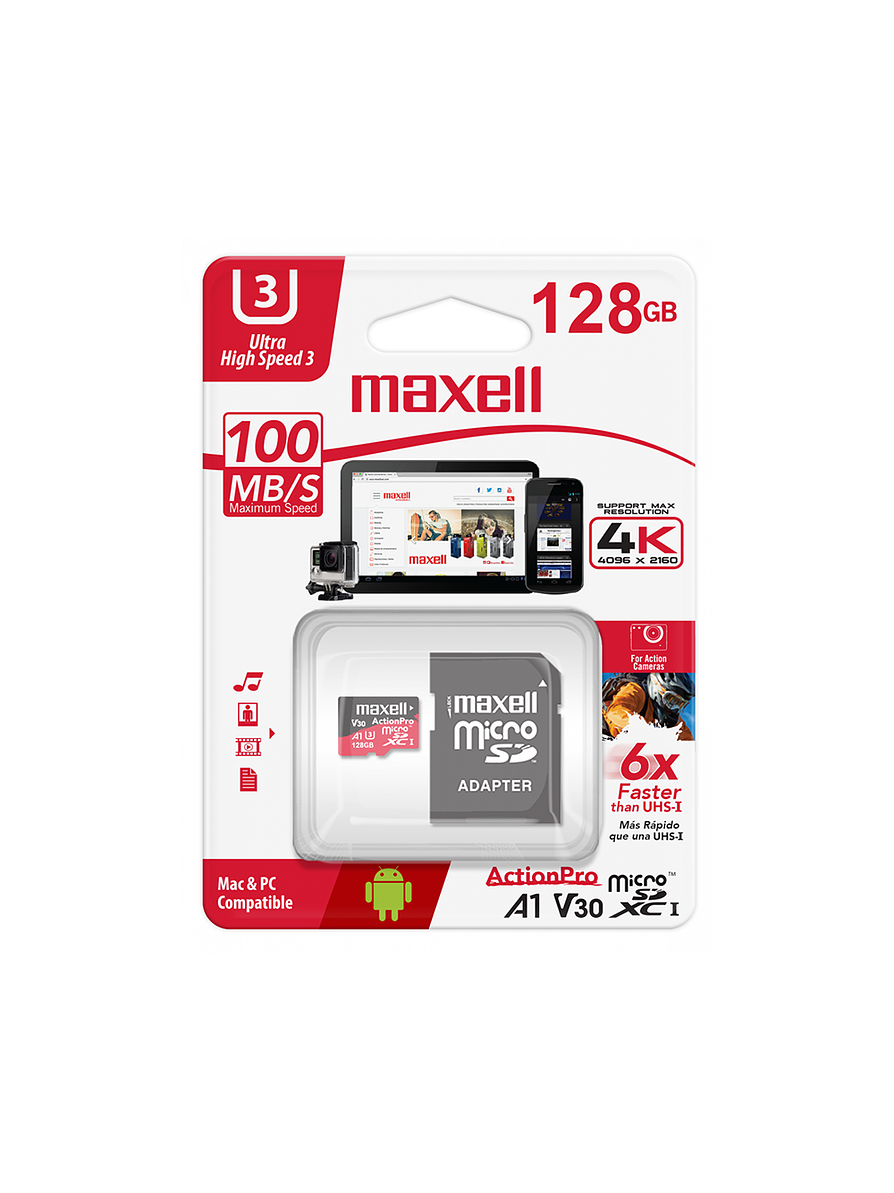 Memoria Micro SD 128 GB Action Pro Class 1