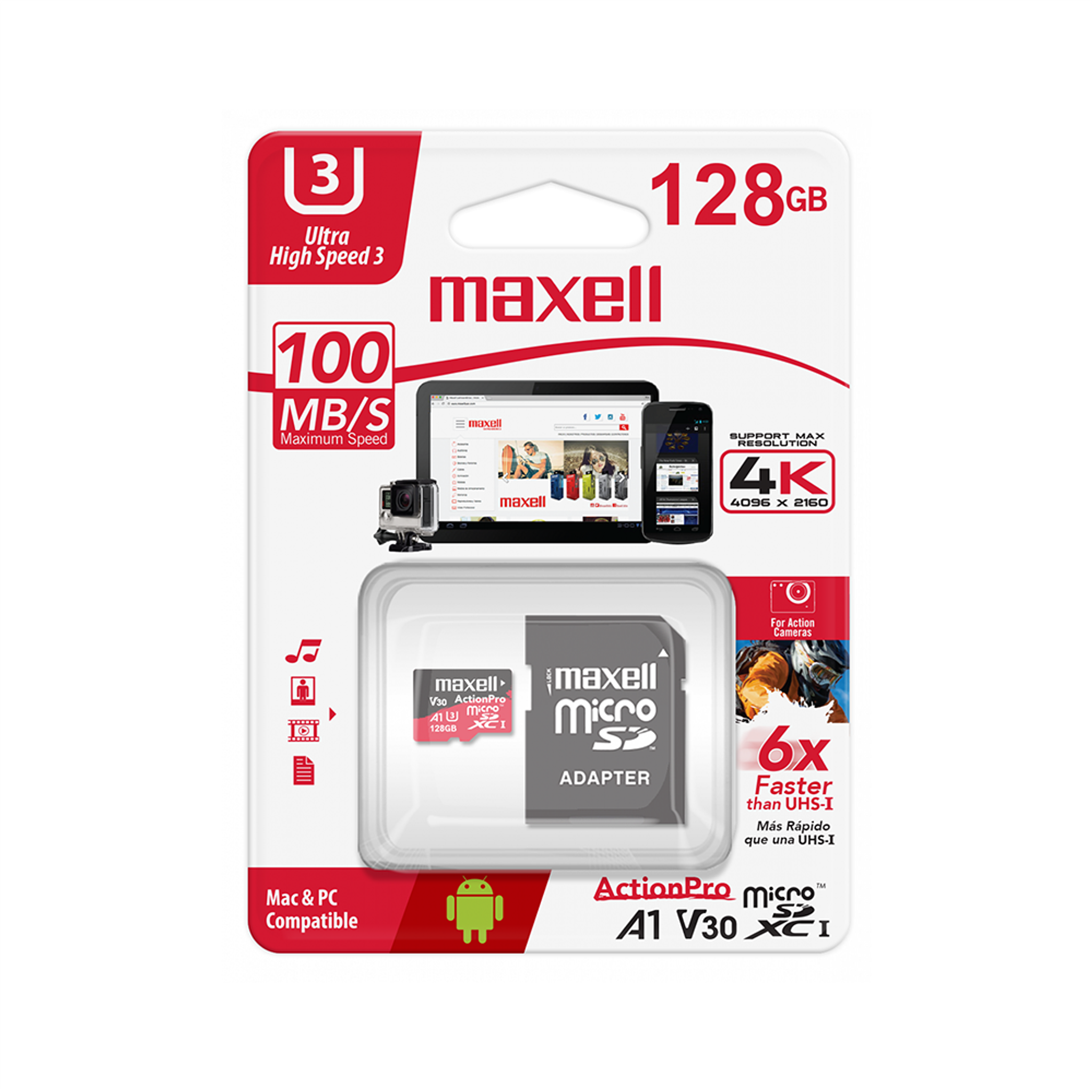 Memoria Micro SD 128 GB Action Pro Class