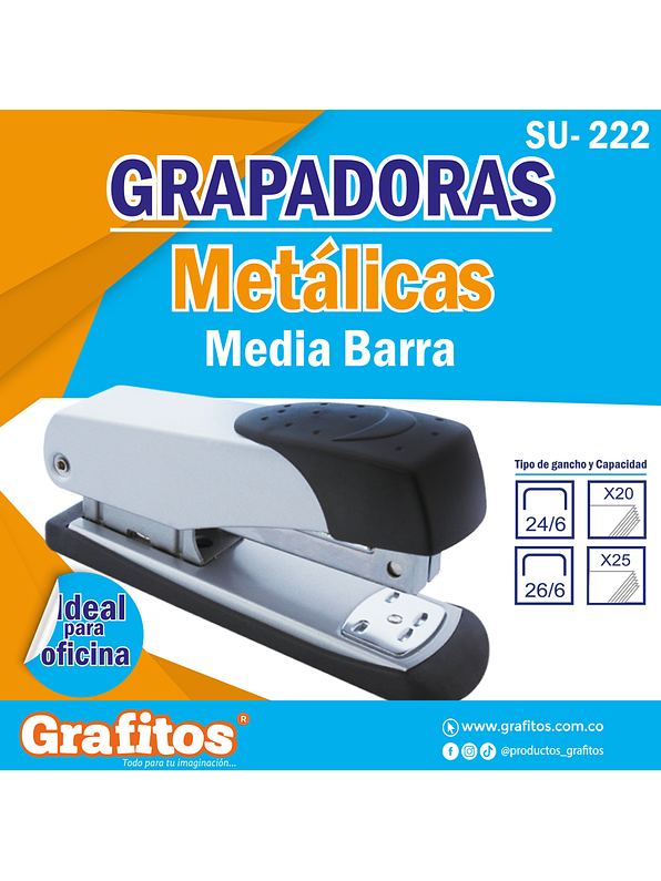 Grapadora Metálica Media Barra 3