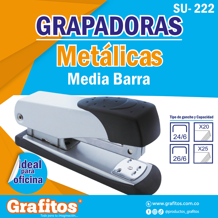 Grapadora Metálica Media Barra 3