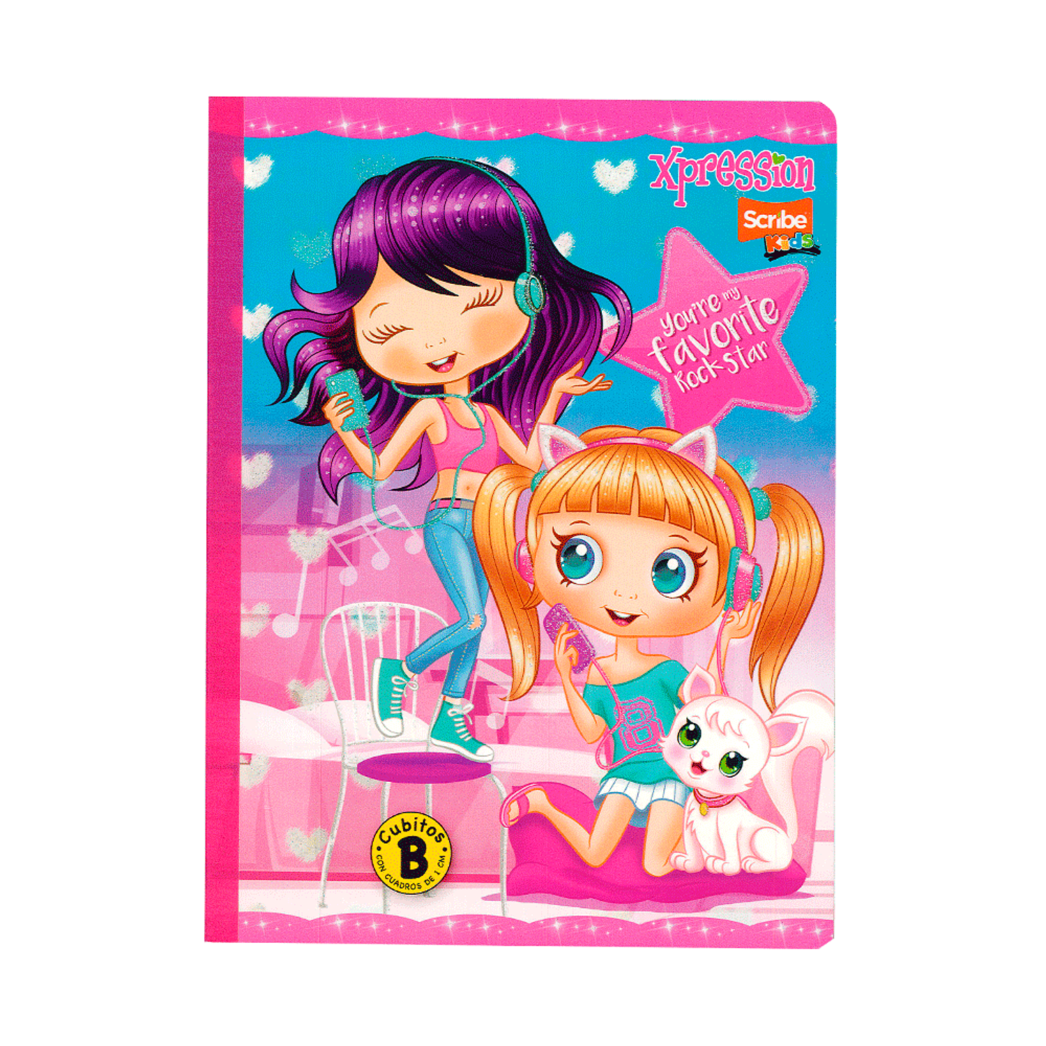 Cuaderno Cosido XPression Niñas 100 Hojas Cubitos B 2