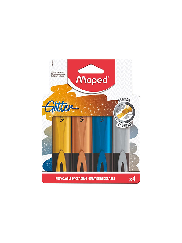 Resaltador Glitter Metálico X 4 Unidades Maped 1