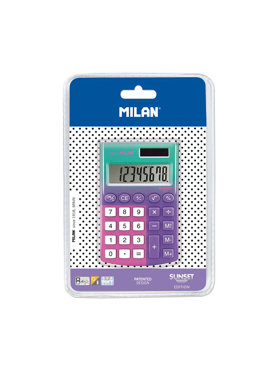 Calculadora 8 Dígitos Pocket Sunset Lila Rosa  1
