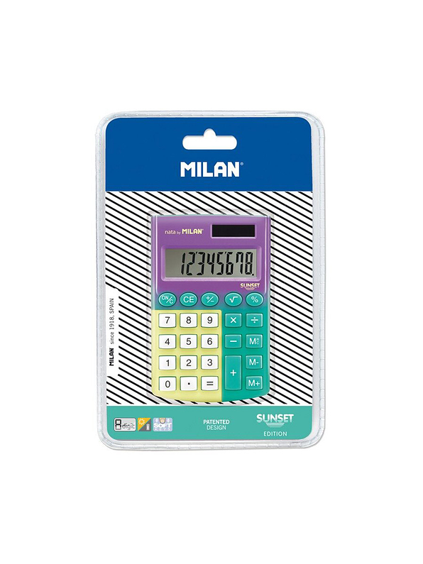 Calculadora 8 Dígitos Pocket Sunset Turquesa Amarillo 1