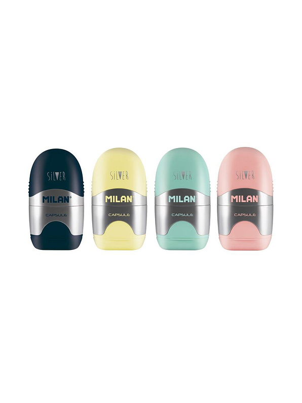 Porta borrador + Sacapuntas  Milan Capsule Silver  1