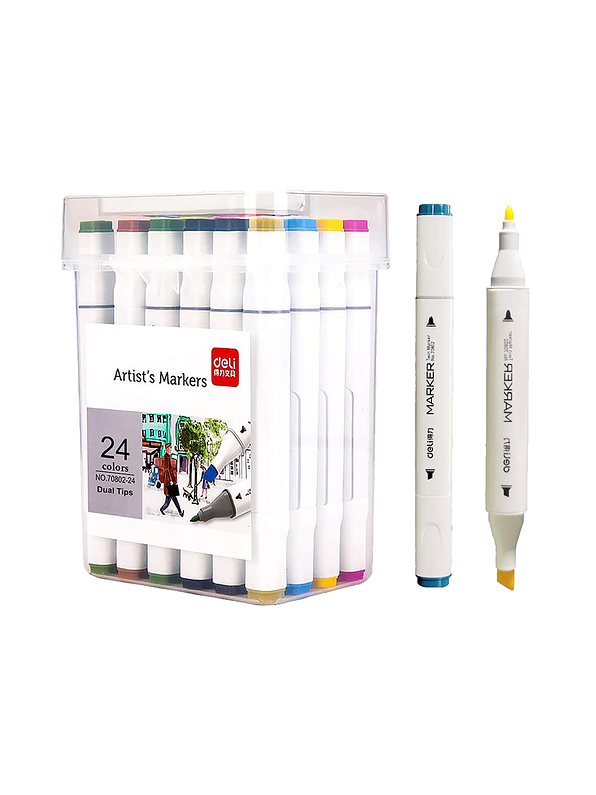 Marcadores Sketch Triangular Doble Punta X 24 Unidades 1