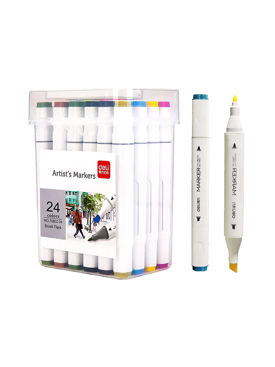 Marcadores Sketch Triangular Doble Punta X 24 Unidades 1