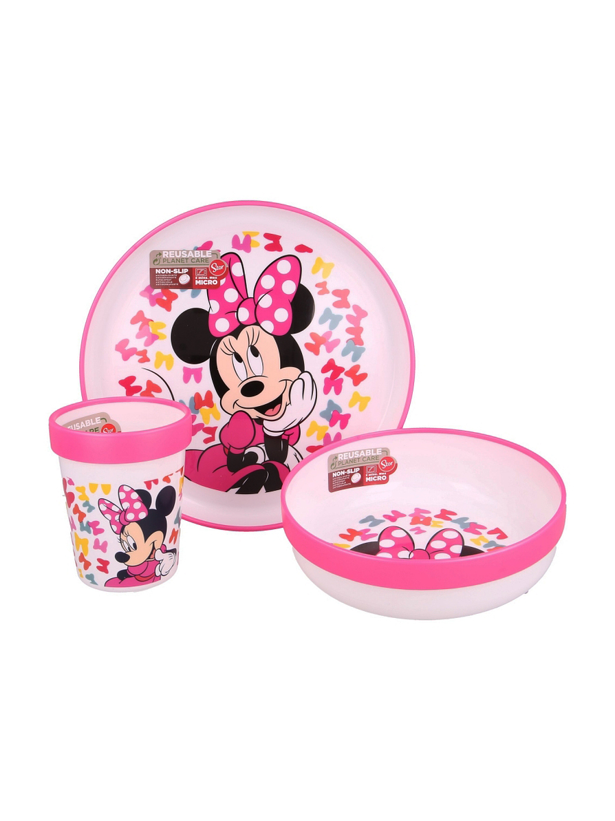 Set Vajilla Bicolor Premium Minnie Edgy Bows 3 Piezas 2