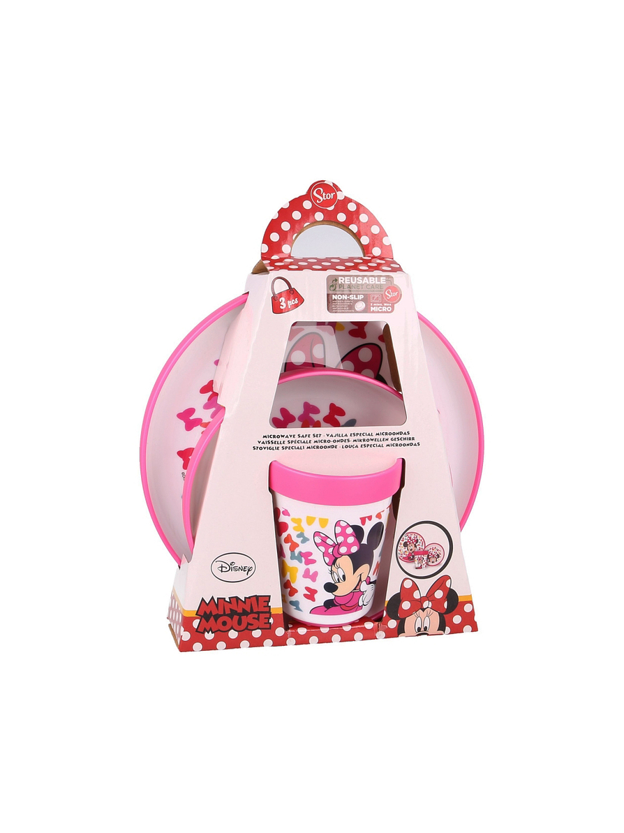 Set Vajilla Bicolor Premium Minnie Edgy Bows 3 Piezas 1