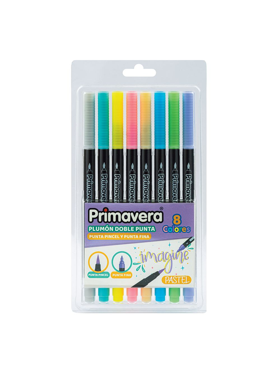 Plumón Primavera Doble Punta X 8 Unidades 1