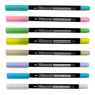 Plumón Primavera Doble Punta X 8 Unidades