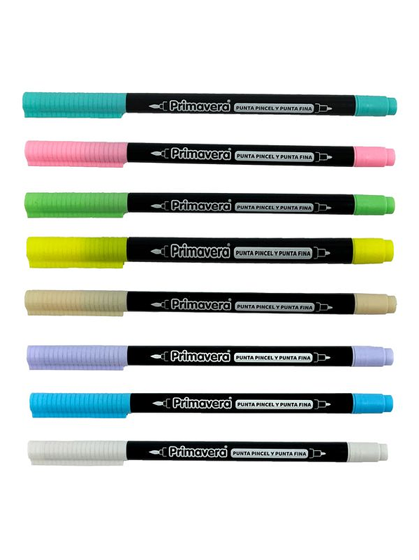 Plumón Primavera Doble Punta X 8 Unidades 2