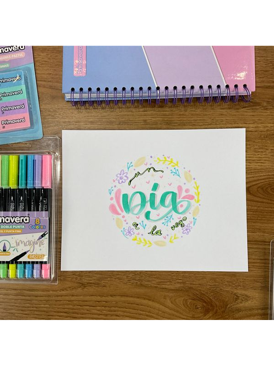 Plumón Primavera Doble Punta X 8 Unidades 3